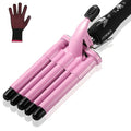 Hair Curling Iron 5 Barrel Hair Crimper 16mm Curling Wand Two-Gear Temperature Adjustable Ceramic Curler Curling Iron Waver with Heat Resistant Gloves