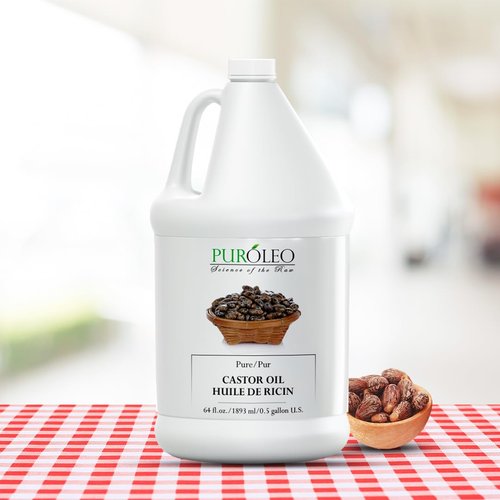 PUROLEO Castor Oil 64 Fl Oz/1900 ML (Packed In Canada) 100% Pure and Natural Hair, Lash, Beard, Eyelashes & Eyebrow Oil Black castor oil for brow lashes, Make eyelash serum, hair serum for dry hair