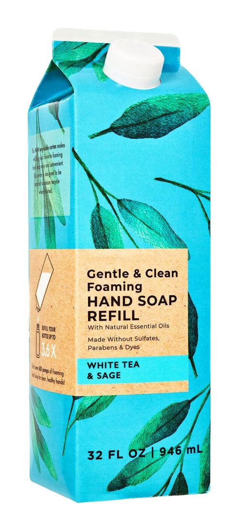 Bath and Body White Tea and Sage Hand Soap Refill - XL Size - 32 oz Compatible with Bath and Body Gentle Foaming Hand Soaps Bottles