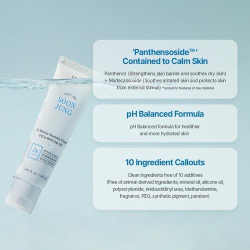ETUDE SoonJung 2x Intensive Cream Best Trio Set for Barrier Repair | 2x Barrier Cream 2.02 Fl Oz + pH 5.5 Relief Toner 0.85 Fl Oz + Foam Cleanser 0.68 Fl Oz, Korean Skin Care