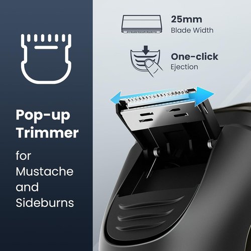 Electric Razor for Men Cordless: Wet/Dry Rotary Shaver Waterproof - USB Fast Charging & Sensitive Skin Care - Pop up Trimmer & Precision Blades Upgraded Elegant Black