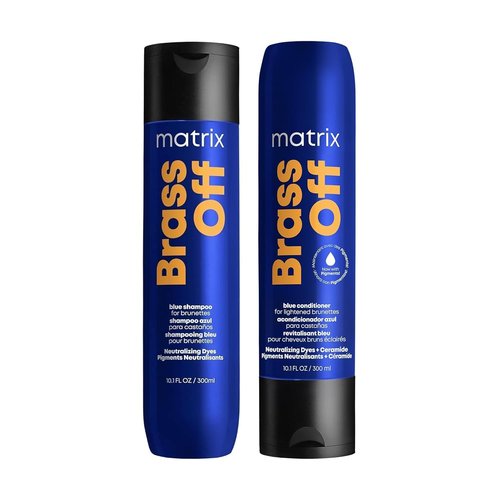 Matrix Brass Off Blue Shampoo & Conditioner Set - Tones Brassy Orange Undertones for Color-Treated Hair | 10.1 Fl Oz