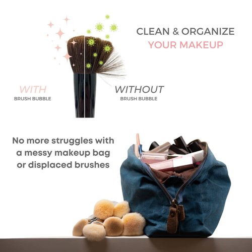 brush bubble silicone makeup brush holder travel case- A storage & makeup bag organizer for brush sets & makeup tools to protect make up accessories & bag, Pink (7.8 * 3.15 * 1")