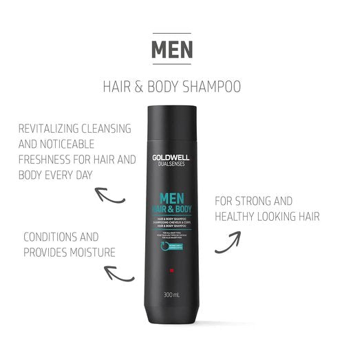 Goldwell Dualsenses Men Hair & Body Shampoo - 300ml | Refreshing Clean & Nourishing Formula