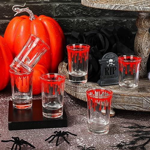 Halloween Blood Splattered Shot Glasses 6-Pack - 1.7oz Horror Party Drinkware