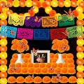 Day of the Dead Decorations Set with Marigold Garlands & Lights - 85 Pcs