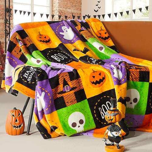 Ghost Halloween Fleece Throw Blanket 50x60 Inches - Soft & Cozy Fall Decor