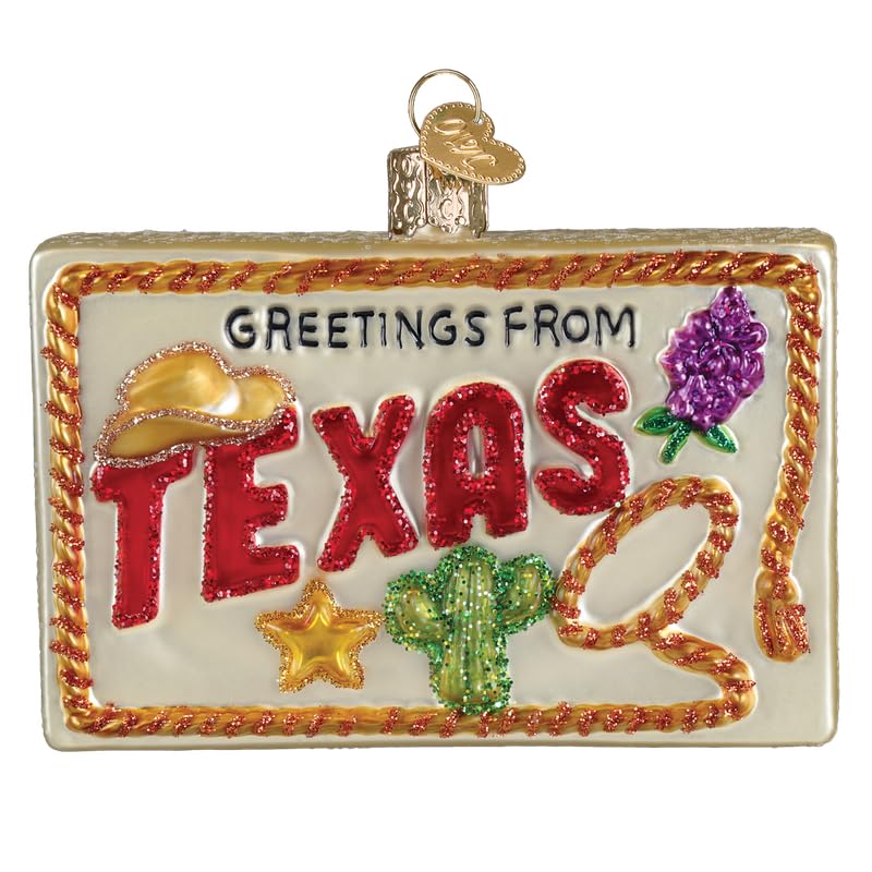 Texas Postcard Glass Ornament for Christmas Tree - Handcrafted Holiday Decoration