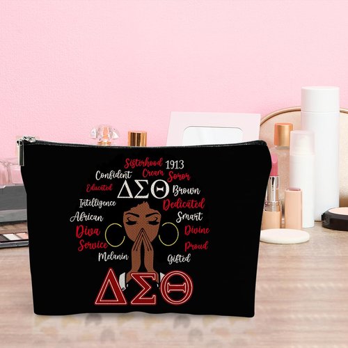 LONGXIN Sorority Gifts Paraphernalia for Women Cosmetic Make up Bag Greek Sorority Gift Makeup Zipper Pouch Bag