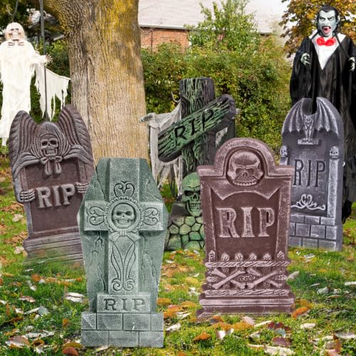 Halloween Foam Tombstones Set of 5 - Spooky Graveyard Decorations