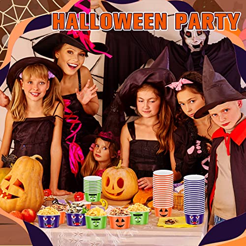 60 Pcs Halloween Treat Snack Cups - 9 oz Pumpkin Ice Cream Bowls