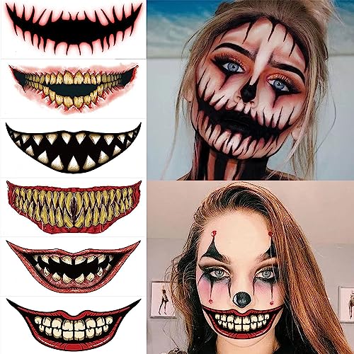 Halloween Horror Mouth Tattoo Stickers for Face & Body Cosplay Props