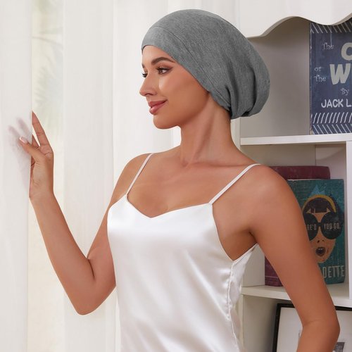 Kafteri 2 PCS Satin Silk Bonnet for Sleeping Women,Double Layer Hair Wrap Sleeping for Women Men, Silk Satin Lined Beanie Sleep Cap for Curly Hair Adjustable
