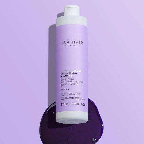 NAK Hair Platinum Blonde Anti-Yellow Shampoo 375ml - Strong Toning Shampoo