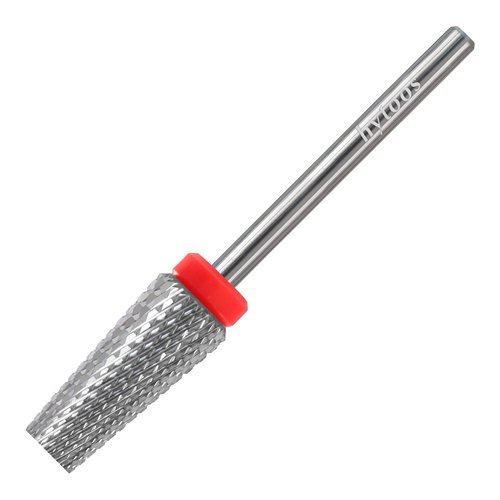 HYTOOS Flat Top 5 in 1 Nail Drill Bit Professional Tungsten Carbide Cross Tapered Nail Bits 3/32" 2 Way Electric File Nail Drill Accessories Manicure Gel Polish Removal Tool F