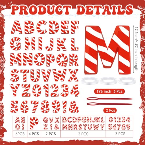 DIY Custom Banner Letter Kit - Candy Cane Style, Red & White, 116 Pieces