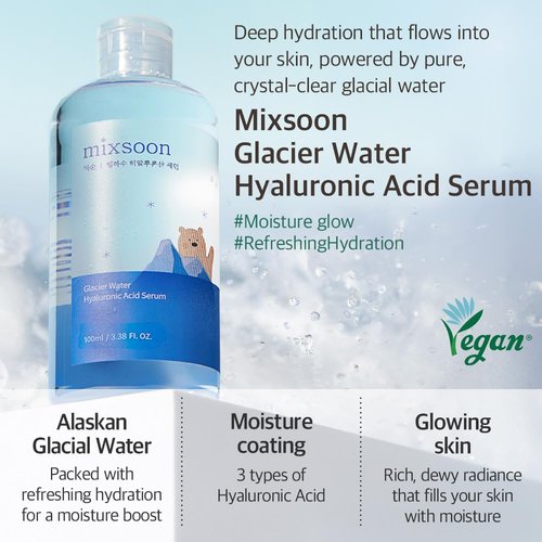 mixsoon Essential Glass Skin Duo Set - Bean Essence + Glacier Water Hyaluronic Acid Serum, Gentle Formula for Smooth, Radiant Skin 150ml / 5.07 fl. oz. Korean Glass Skin Care
