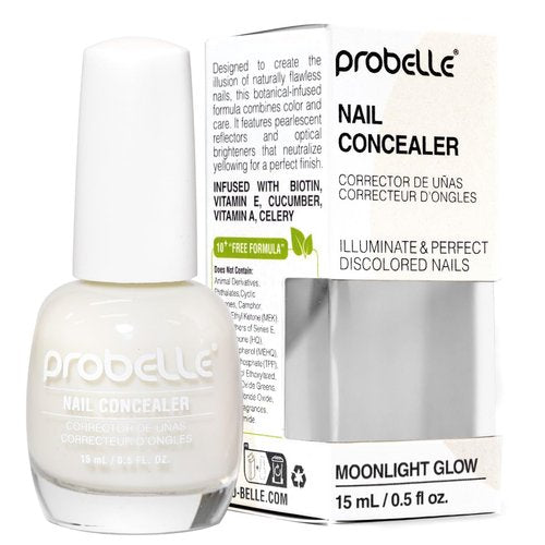 Probelle Illuminating Nail Concealer - Sheer Brightening Nail Polish for Discolored Nails | Vegan & Gluten-Free, Moonlight Glow