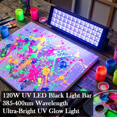 120W Black Light Bar for Glow Parties Halloween and Body Paint - 1pcs
