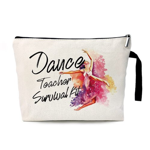 Dance Teacher Survival Kit Funny Cosmetic Bag, for Travel Toiletry Zipper Storage Pouch Makeup Bag, Appreciation Gifts for Dance Teacher Dance Instructors, Retirement Graduation Appreciation Gifts