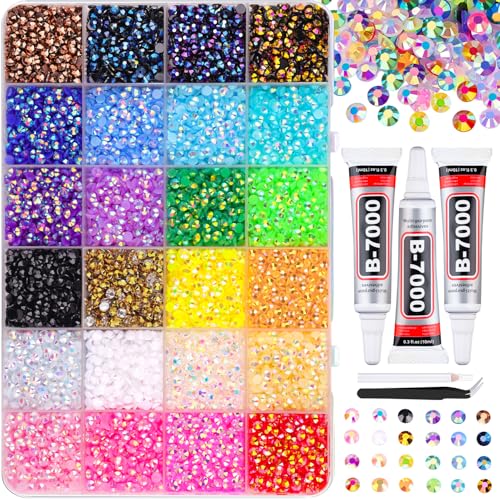 Jelly Multicolored Resin Rhinestones 4mm Flatback Gems for DIY Crafts & Jewelry Kit with 3Pcs Glue