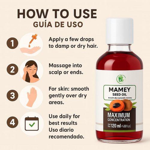 Mamey Aceite(Mamey Seed Oil) – 120 ml – All-Natural Hair & Skin Moisturizing Oil – Softens, Hydrates & Enhances Healthy-Looking Appearance – Cold-Pressed, Premium Quality – By BexpertsUSA
