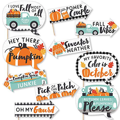 Fall Truck Photo Booth Props Kit - Harvest Pumpkin Party Supplies, 30 Pieces
