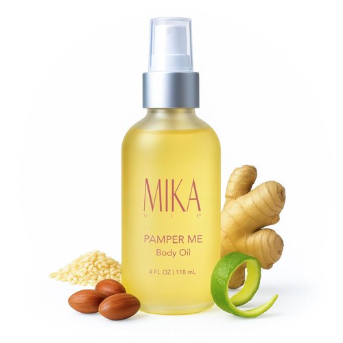 Luxury Organic Body Oil - Moisturizing After Shower Oil for Dry Skin | 4 oz with Sesame, Jojoba, Ginger & Bergamot - USDA Certified Organic, Non-Greasy