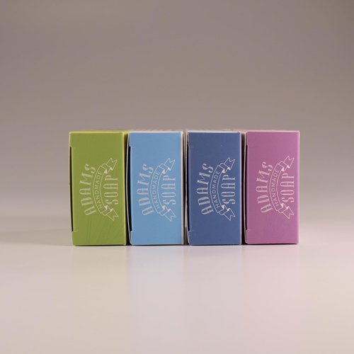 Adams Handmade Soap Variety Pack – 4 Bar Set: Unscented, Peppermint, Lavender, Lemongrass | Vegan, Cold Process, 84% Organic, Essential Oils, USA Made