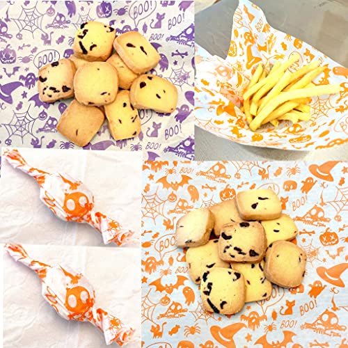 Halloween Wax Paper Sheets 100 Pack Food Wraps for Party & Food Service