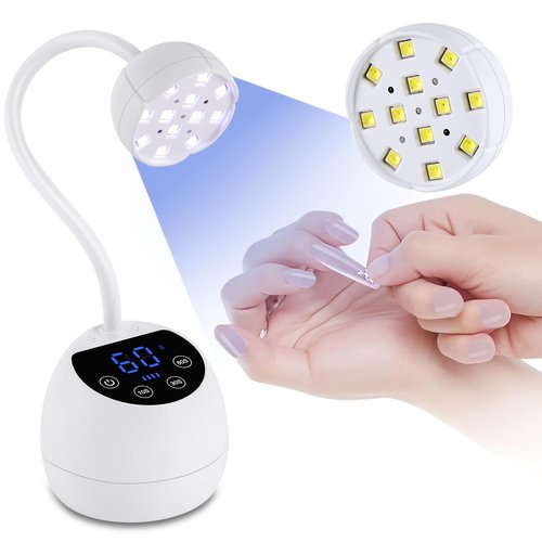 Kikugu UV Nail Lamp,36W Cordless Gooseneck UV Light Gel x Flash Cure Lamp with 3 Timers and Auto Sensor for Gel Polish Nail Art(White)