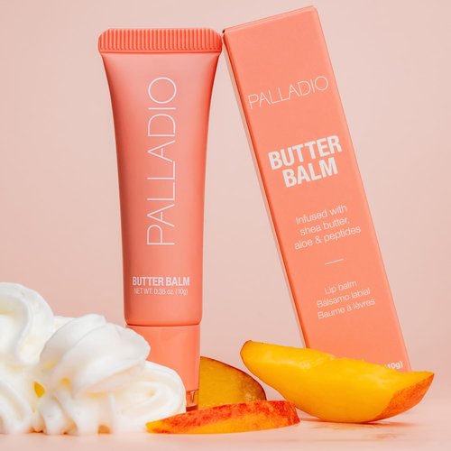 Palladio Butter Balm - Hydrating Lip Balm with Aloe & Peptides for Moisture | Peaches & Cream