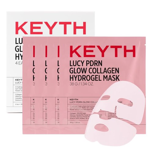 KEYTH Lucy PDRN Glow Collagen Hydrogel Mask - Enhance Skin Elasticity & Boost Vitality | 4 Pack (1.34 oz)
