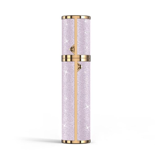 FENHON Perfume Travel Refillable Bottle, Glitter Leather Atomizer for Perfume, Portable Size Cologne Sprayer, Mini Fragrance Spray Bottle for Woman & Man Essentials (8ML Purple)