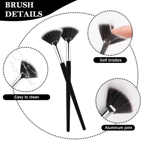 8 Pcs Black Facial Bowl and Brush Set 4 Black Stainless Steel Mixing Bowls 4 Facial Fan Brushes Esthetician Facial Mixing Bowls Esthetician Face Mask Brush for Mud Cream Spa Salon (8 Pcs)