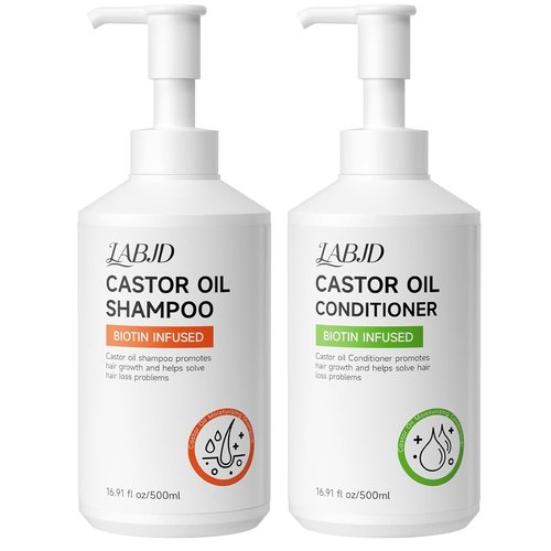 Castor Oil Shampoo & Conditioner Set - Strengthen & Restore Thin Hair | Sulfate-Free, 16.9 FL Oz