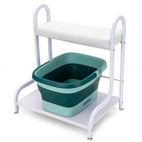 Udefineit Stable Esthetician Foot Bath SPA Trolley Cart(No Wheels), Pedicure Stool with Foot Rest Stand, Foot Massage Station for Beauty Salon Nail/Home, Pedicure Manicure Massage Table Salon Supplies