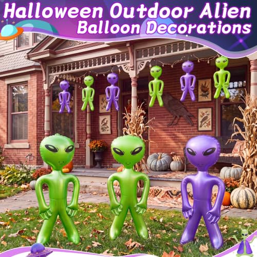 Halloween Alien Inflatable Balloons Set - Green and Purple, 18 Inches - Party Decorations & Photo Props