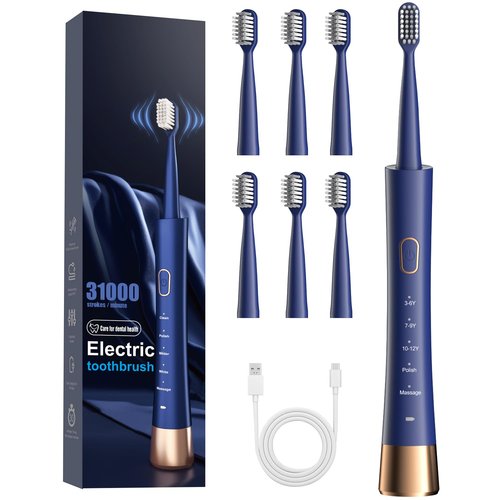 JTF Orthodontic Electric Toothbrush for Braces: 6 U-Shaped Soft Brush Heads, 5 Brushing Mode, 2Min Timer, IPX7 Waterproof, Deep Oral Clean, Rechargeable Sonic Toothbrushes for Tooth with Dental Device