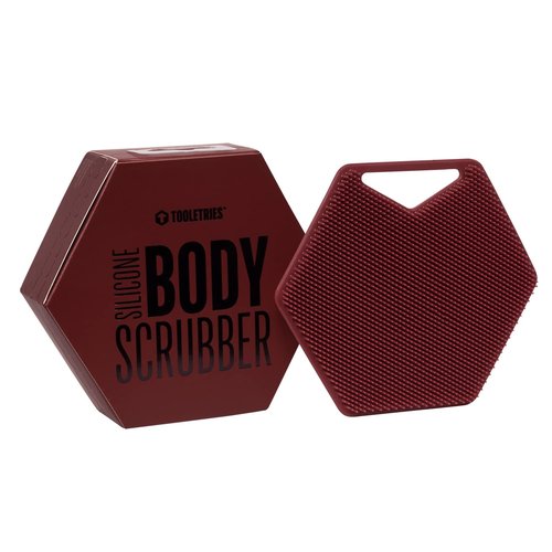 TOOLETRIES Body Scrubber - Silicone Exfoliating Scrubber - Bathroom & Shower Accessories for Men, Travel Essentials for Men - Durable & Long Lasting Body Wash Scrubber - Burgundy