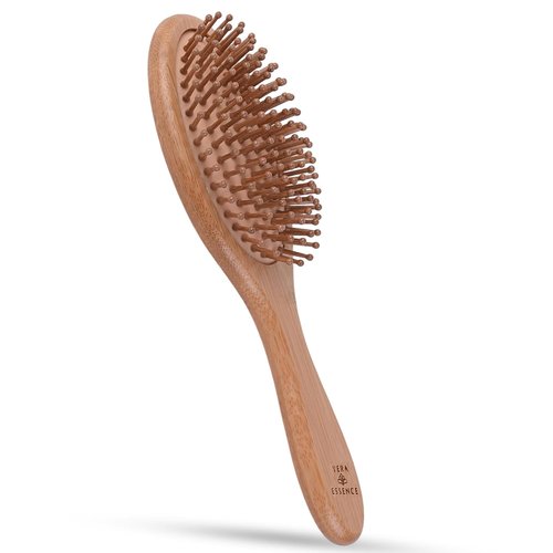 Bamboo Brush for Hair Growth - Natural Bristle Detangling Brush with Wooden Paddle | Ergonomic Handle for All Hair Types