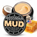 Bossman MUDstache Unscented Mustache Wax for Men (1 oz) – Strong 24-Hour Hold, Non-Tacky & Easy to Apply for Taming & Styling