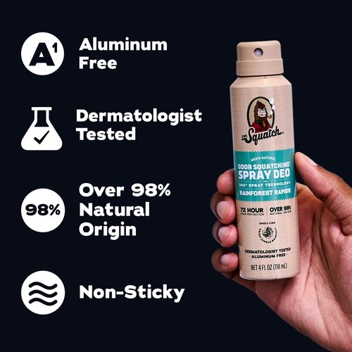 Dr. Squatch Natural Men's Deodorant - Quick-Dry, Aluminum-Free, Dermatologist-Tested - Fresh Falls & Rainforest Rapids, 4oz (2-Pack)