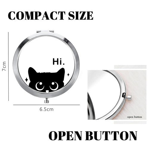 GAOLZIUY Black Cat Gifts for Women Girls, Cute Cats Compact Makeup Mirror, Gifts for Cat Lovers Mom for Birthday Valentines Day