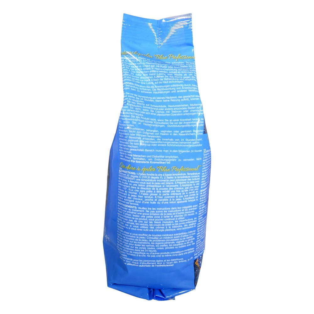 Waxness Film Hard Wax Beads Blue Professional 2.2 lb (1 kg) – Stripless Professional Hard Wax for Coarse Hair, Strong Grip, Smooth Application – Made in Italy