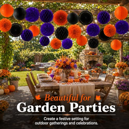 21PCS Halloween Paper Lanterns and Decorations Set for Indoor & Outdoor Party