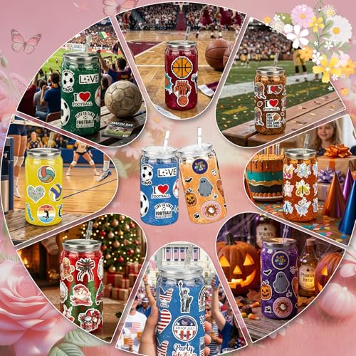122-Piece Snow Globe Tumbler DIY Kit - 16oz Double Wall Cups, Glitter & Stickers