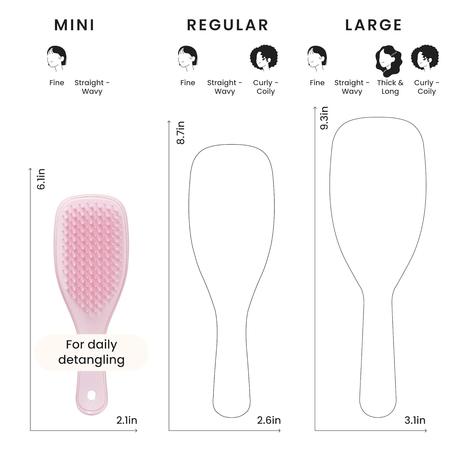 Tangle Teezer Ultimate Detangler Brush - Travel-Size Mini for Straight to Wavy Hair | Millennial Pink, Reduces Breakage