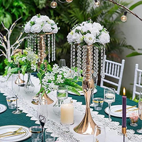 Artificial Flower and Vase Centerpiece Set for Weddings and Events - 21.3 Inch Tall