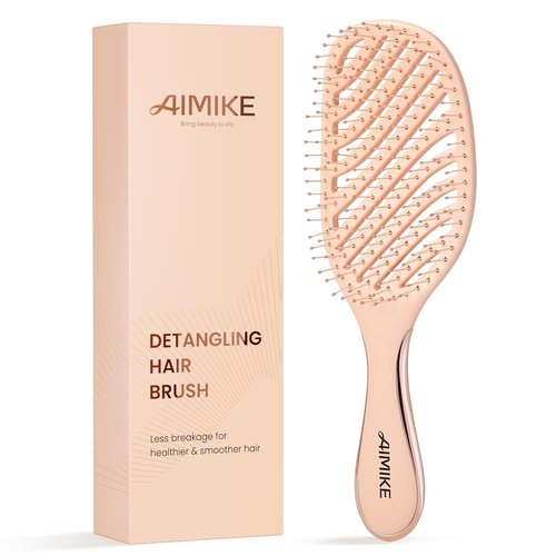 AIMIKE Rose Luxe Detangler Brush - Pain-Free Vented Design with Ultra-Soft FlexGlide Bristles for Effortless Knot Removal | Ideal for Thin & Fine Hair